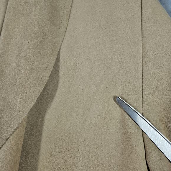 Luii Jacket Womens Small Tan Beige Draped Waterfall Faux Suede Cardigan Coat - Picture 3 of 14